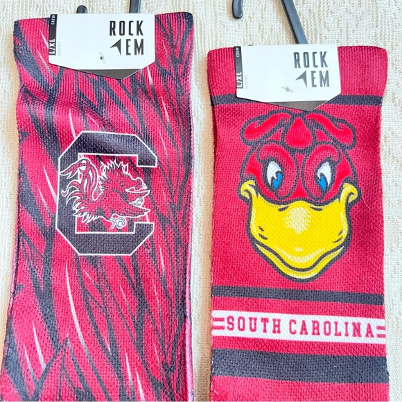 NWT Rock ‘em USC Gamecocks Cocky mascot long crew socks - Picture 2 of 5